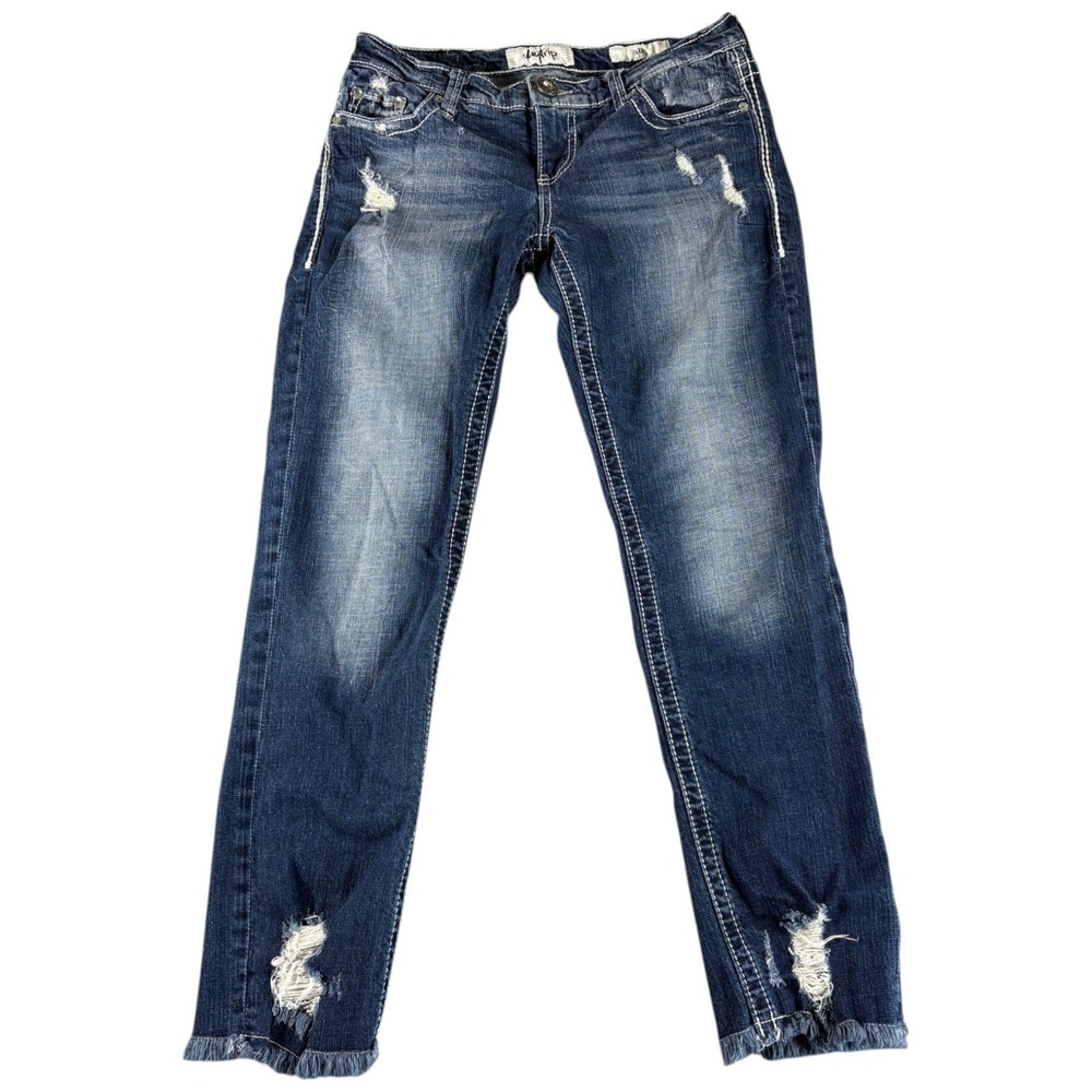 Daytrip Leo Jeans Womens 29 Blue Distressed Slim Straight Lowrise Y2K Faded